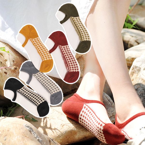 

2021 summer trend korean silk women's support transparent cartoon cotton stockings mercerized, Black;white