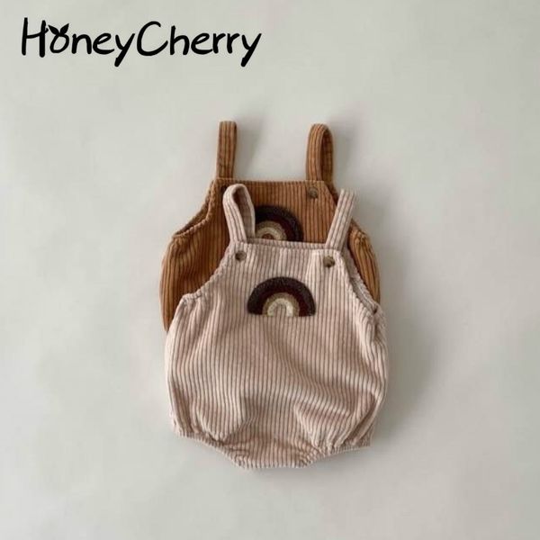 Herbst und Winter Baby Cord Weste Overall Strampler Regenbogen Overall Mädchen Kleidung Body (ohne Hut) 210515