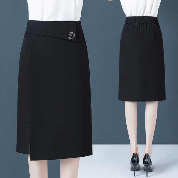 

skirt short women's summer 2021 high waist shows thin buttock wrap medium length one step, Black