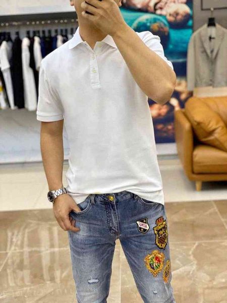 

men's t-shirts mens polos short sleeve t shirt shirts plus size multiple color men embroidery label classic business casual tee cotton, White;black