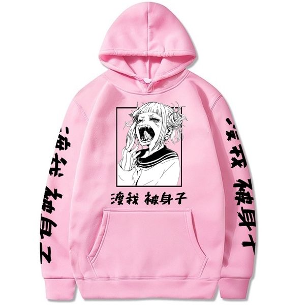 Хараджуку мой герой академии персонаж Himiko Toga Bakuugou Katsuki Unisex Hoodie аниме напечатанный хип-хоп уличная одежда повседневная толстовка Y0809