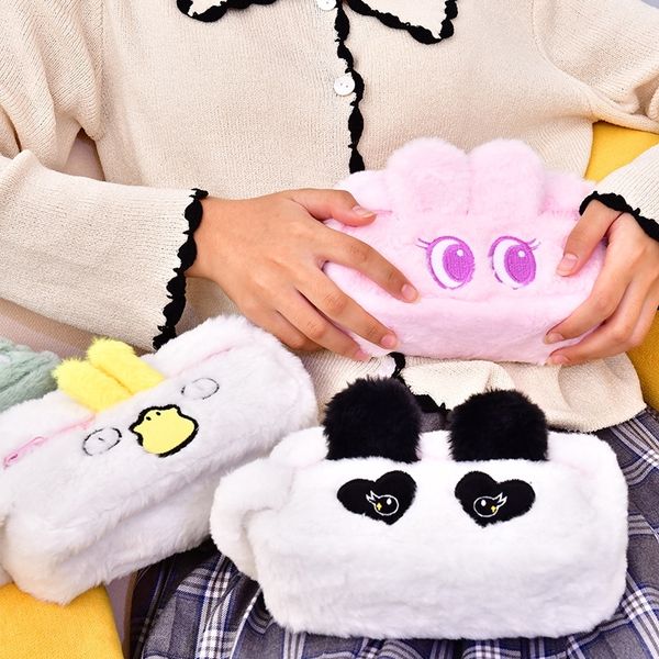 

PhoC korean cartoon plush simple large case stationery boxcapacity pencil case student pencil bags cute girl heart stationery bag
