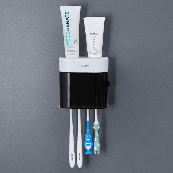 

wall-mounted toothpaste dispenser toothbrush storage holder restroom squeezer for home bathroom accessories dropship holders