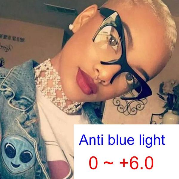 

sunglasses black retro cat eye anti blue light reading glasses women prescription eyeglasses frame farsightedness diopter 0 to +6.0, White;black