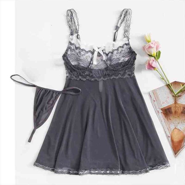 

floral lace night womens sleepwears dress silk satin camisole sleeveless nightgown bowknot lingerie nightwear plus size s 2xl, Black;red