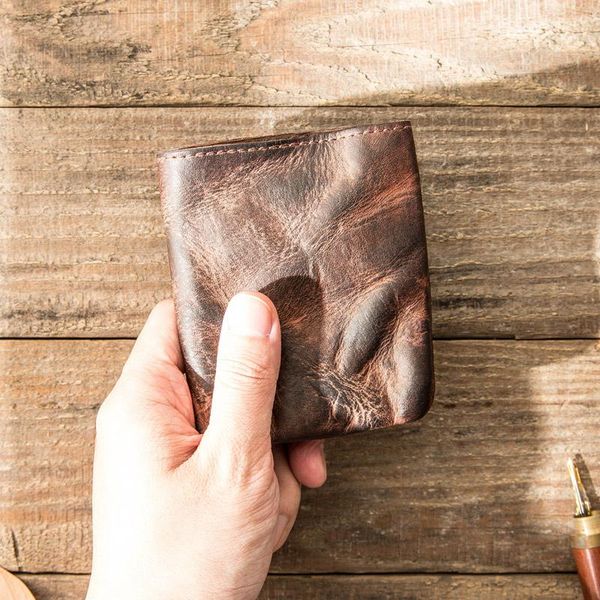 

wallets leather men's wallets, vegetable tanned layer cowhide vintage, Red;black