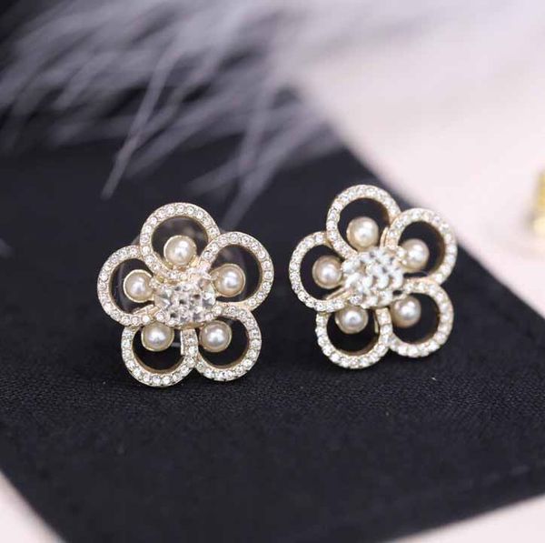

flower design stud earring have stamp for women wedding jewelry gift ps3691, Golden