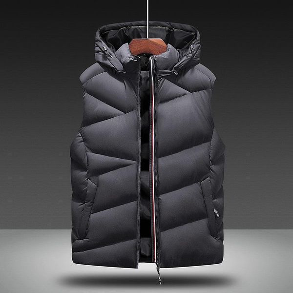 

men's vests mens jacket sleeveless vest winter jackets warm down casual coats male hooded men waistcoat zipper windbreaker coat, Black;white