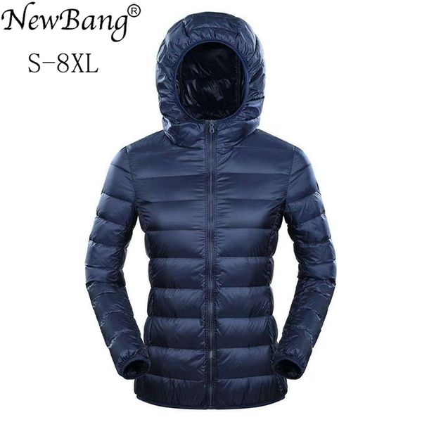 Bang Brand 7XL 8XL Giù Giacca Donne con cappuccio Ultra Light Plus Piume Inverno Sottile Thin Warmbreaker Coats 211013