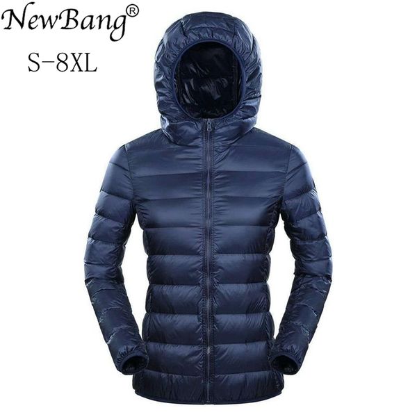 

bang brand 7xl 8xl down jacket women hooded ultra light plus feather winter thin warm windbreaker coats 211013, Black