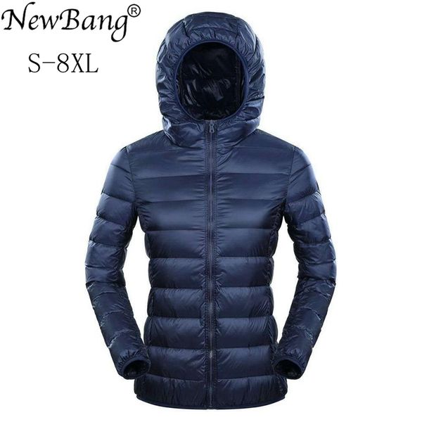 Bang Brand 7XL 8XL Giù Giacca Donne con cappuccio Ultra Light Plus Piume Inverno Sottile Thin Warmbreaker Coats 211013