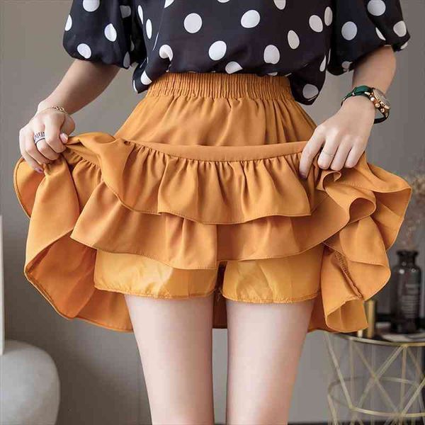 

sweet ruffles a-line with womens skirts under shorts casual mini girls summer beach holidays, Black