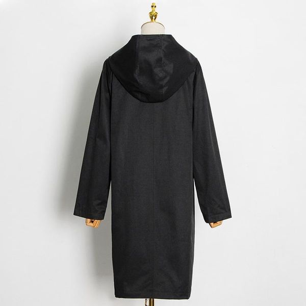 

women's trench coats style dark spring leisure 2021 woven splicing hooded coat windbreaker women, Tan;black