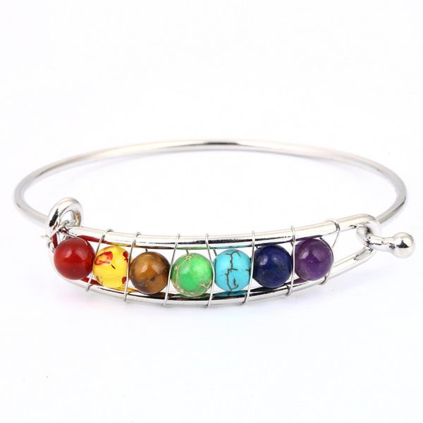 

hand catenary colorful yoga stone bracelet, Golden;silver