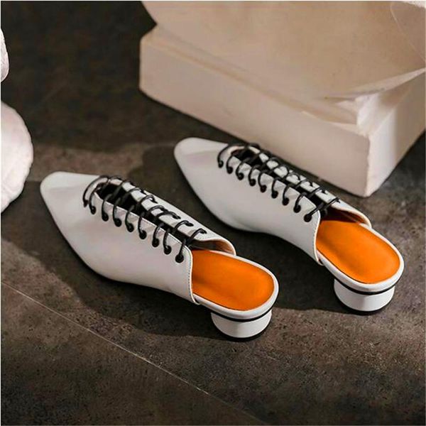 

slippers fashion spring and autumn pointed toe high heels ladies round heel elastic band accessories, Black