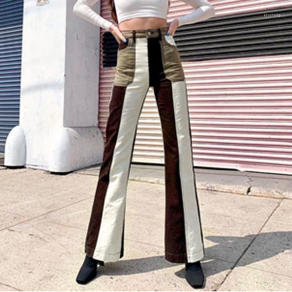 

women's pants & capris 2021 autumn woman patchwork straight casual loose street wide leg fall winter soft female trousers, Black;white