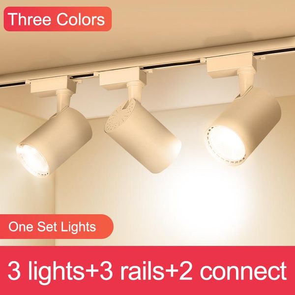 

full set led track lights 12w 20w 30w 40w cob lamp lighting 220v spotlights light fixture with 50cm 1m aluminum rail