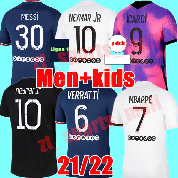 

21 22 mbappe kean soccer jerseys 2021 2022 messi marquinhos verratti psgs maillots de football shirt icardi di maria sergio ramos men kids k, Black;yellow