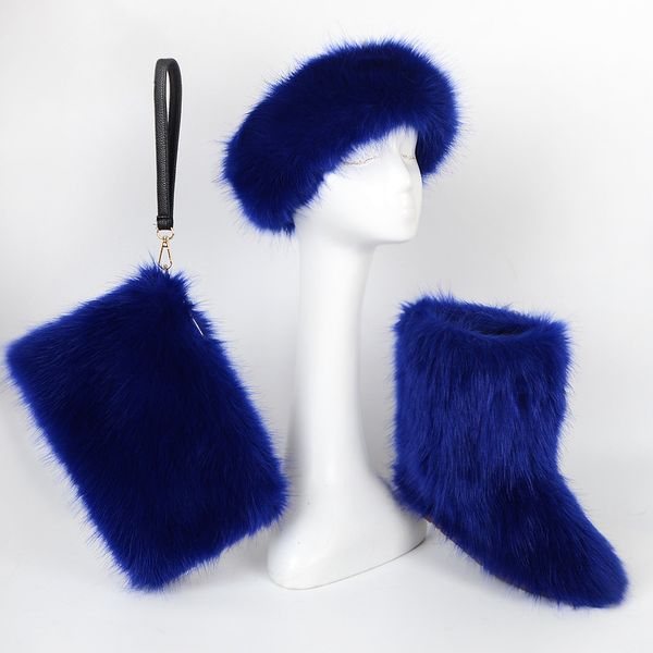 

factory direct wholesale fur snow boots fur boot and purse set kids-fur-boots