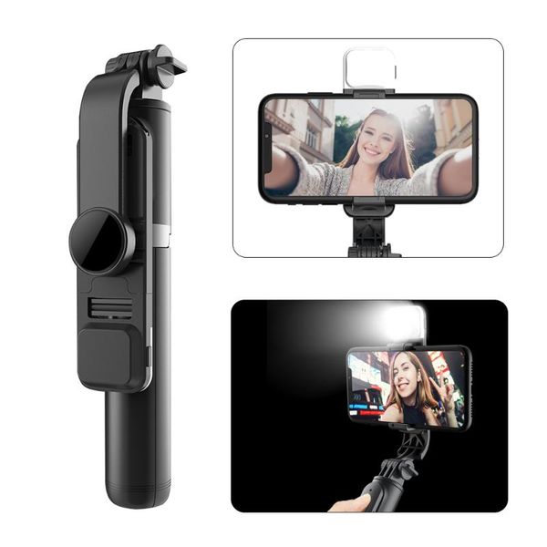 

selfie monopods q02s portable wireless bluetooth stick foldable mini tripod with fill light shutter remote control for ios android