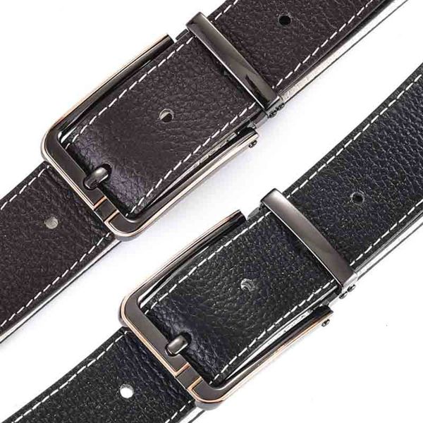 

waistbands head leather pin buckle men's belt business car line formal pants, Black;brown