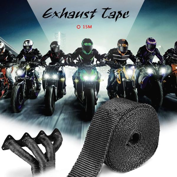 

motorcycle exhaust system allomn 10 cable ties 30cm heat resistant + 15m titanium wrap manifold black insulating tape car accessories