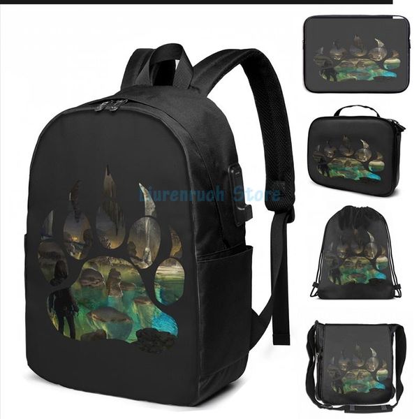 

funny graphic print tomb raider - green usb charge backpack men school bags women bag travel laptop