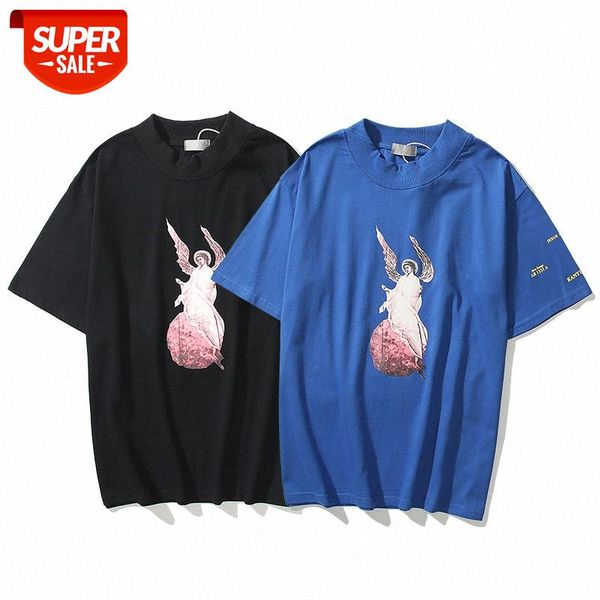 

street loose kanye with hip hop american casual couple short-sleeved t-shirt men's trend #tw69, White;black