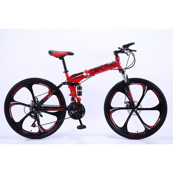 

folding mountain bike six knife wheel 26 inches 21 speed double absorber integrated off-road bikes