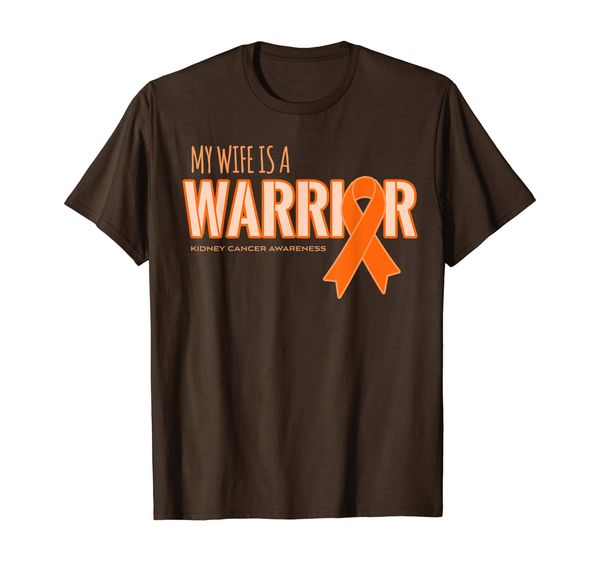 

my wife is a warrior - kidney cancer awareness t-shirt, White;black