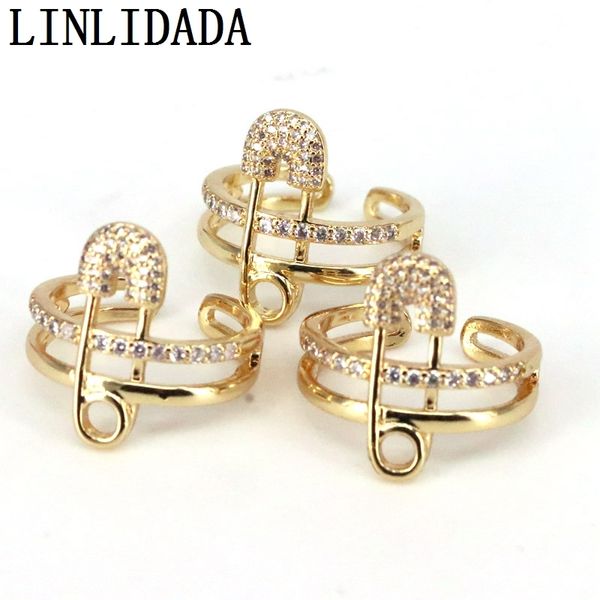 

10pcs classic unique pin clip simple cubic zirconia micro pave finger female cz gold rings for women jewelry 2021, Silver