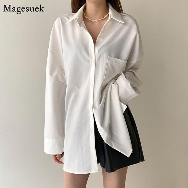 

women's blouses & shirts korean style cotton white blouse women 2021 spring casual loose button up female shirt solid plus size blusas