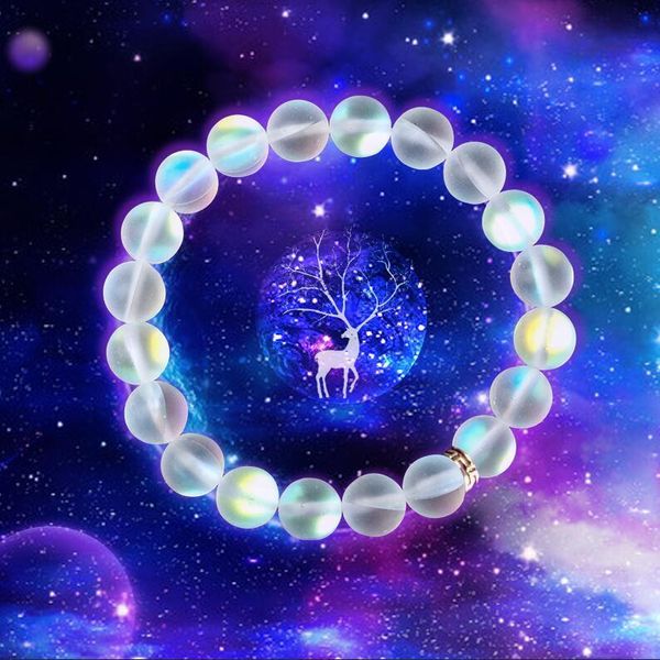 

charm bracelets mermaid glass crystal moonstone multicolor matte shining stone beaded bracelet handmade wristband gifts jewelry, Golden;silver