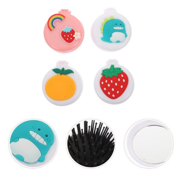 

hair brushes 4pcs folding airbag combs makeup mirror hairbrushes (assorted color), Silver