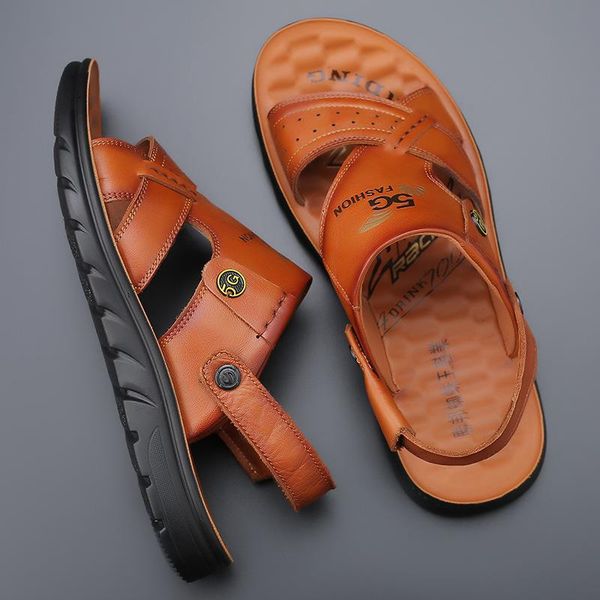 

sandals limeike summer fashion outdoor leather men beach breathable luxury mens gladiator casual shoes, Black