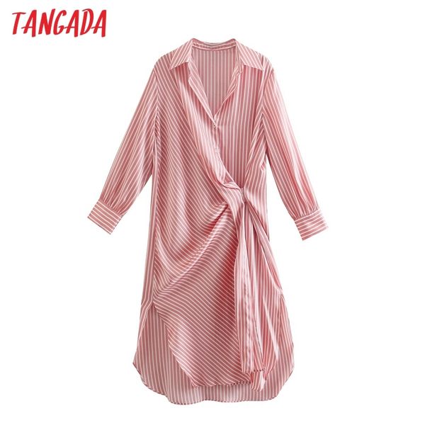 

fashion women striped print shirt side buttons long sleeve ladies high street midi dress 5z85 210416, Black;gray