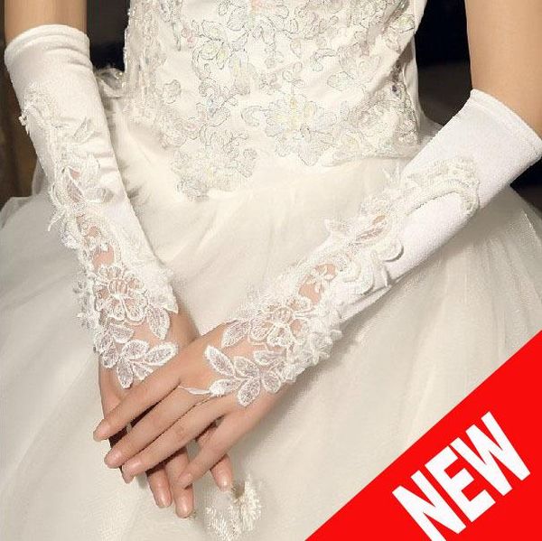 

bridal gloves lace white fingerless fashion flower long women princess girl bridesmaid dancing performance