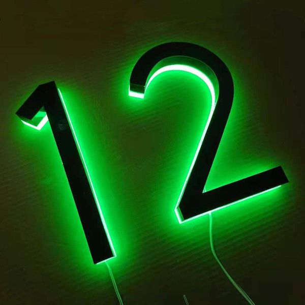 

metal illuminated led green house numbers light outdoor waterproof home el door plates stainless steel sign address other hardware