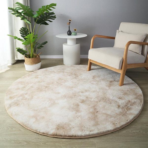 

carpets round fur carpet gradient color tie-dye soft fluffy bedroom bedside rug thick hanging chair living room mat