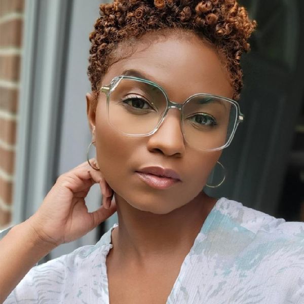 

fashion sunglasses frames fresh green clear glasses frame 2021 trendy optical spectacles non prescription polygon eyeglasses for women, Black