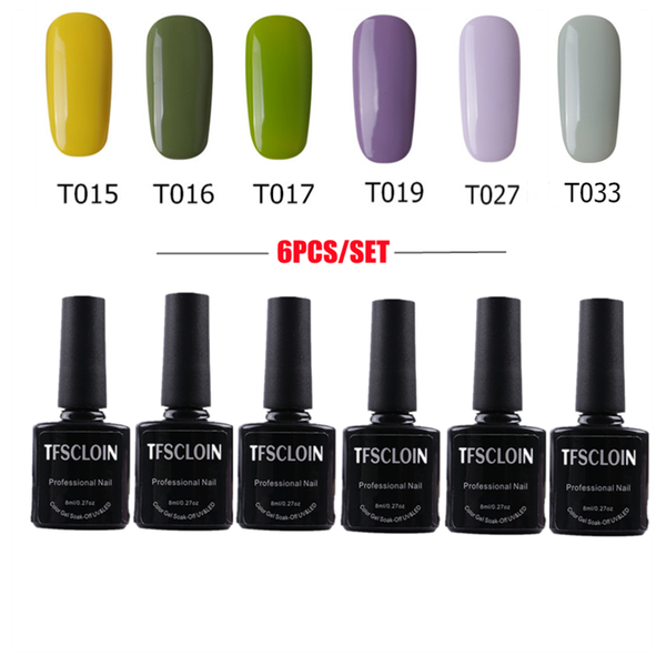 

nail gel mix color 6 pcs/set polish uv semi permanent base art salon kits 8ml/pc, Red;pink