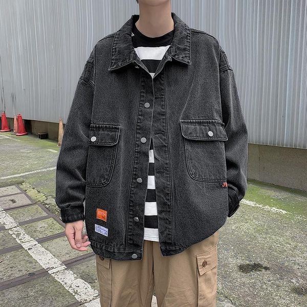 

men's jackets denim jacket fashion brand ins loose korean style students' work clothes spring and autumn versatile casual, Black;brown