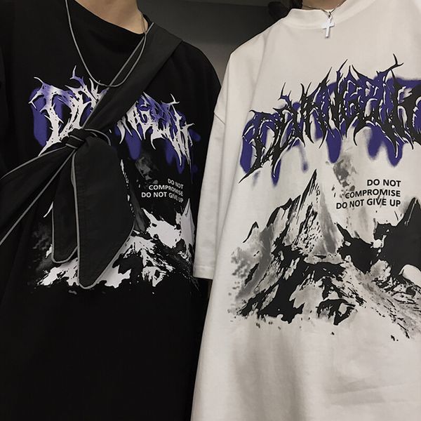 

women's t shirt harajuku gothic printed punk clothes retro dropshipping street clothing anime black tee short sleeve, White