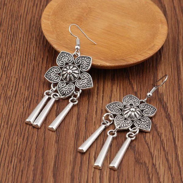

women's plum flower tibetan silver dangle chandelier earrings dymtqe068 fashion gift national style women diy earring