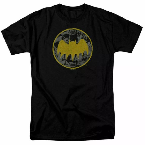 

batman vintage symbol collage t shirt licensed comic book tee black, White;black