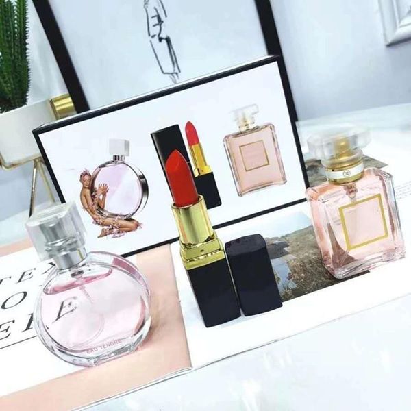 

classical style makeup set collection matte lipstick 15ml perfume 3 in 1 cosmetic kit with gift box festival for women lady lasting fast del