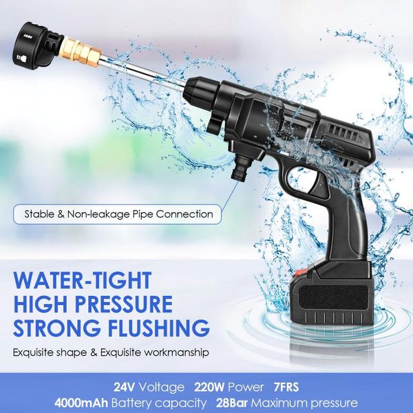 

watering equipments cordless pressure washer 24v 4000mah 400psi battery power electric cleaner with 6-in-1 nozzle for car cleaning works