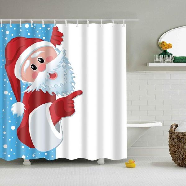 

winter cartoon santa snowman shower curtain set with 12 hooks personality pattern bathroom waterproof fabric decoration curtains