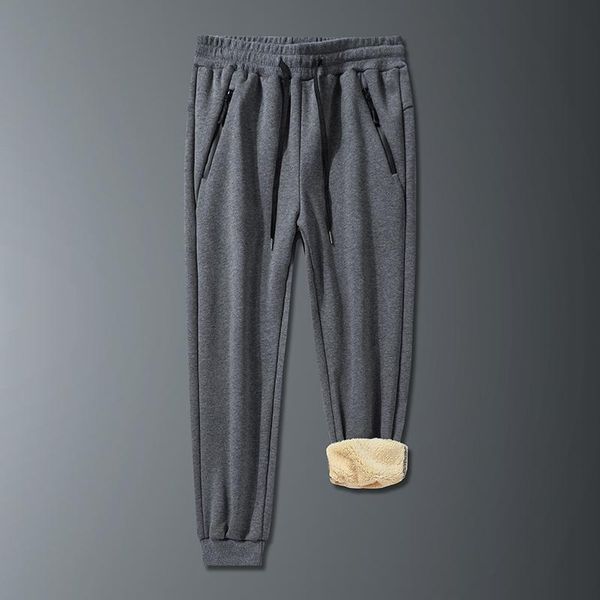 

men's pants 2021 winter men thick warm fleece sweatpants drawstring joggers trousers plus size 8xl, Black