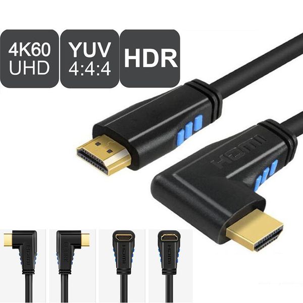 

audio cables & connectors 2.0 cable 90 degree right angled 3m 4k/60hz hdcp 2.2 hdr for ps4 pro pc laphdtv